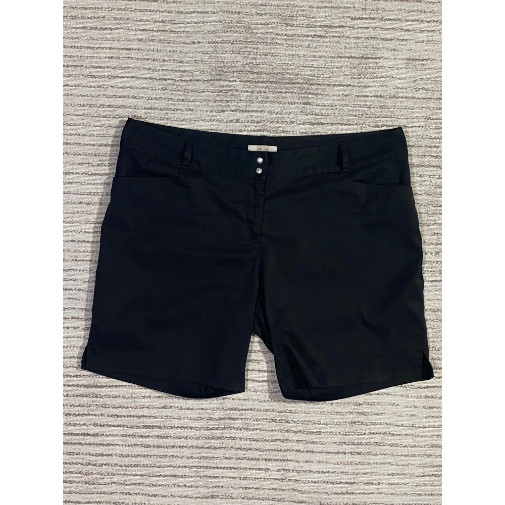 Adidas Golf Shorts Womens 14 Black Performance Activewear Flat Front 7 Inseam